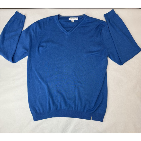 Calvin Klein Sweater Blue Preppy Cotton Modal XL - Picture 1 of 8